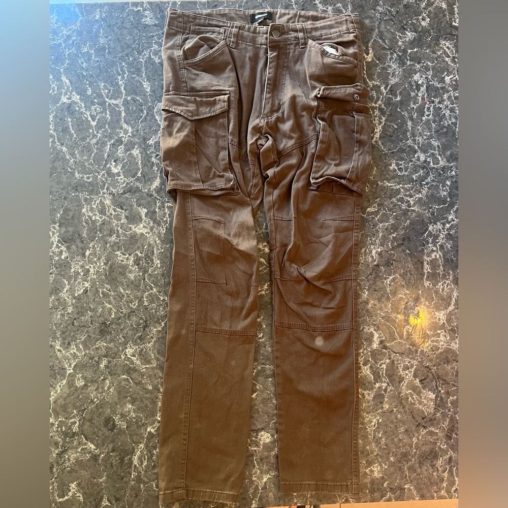 Brown Tapered Cargo Pants